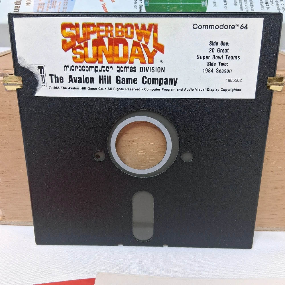 Commodore 64 128 Computer Game Diskette 1984 Super Sunday Football #48855 Avalon